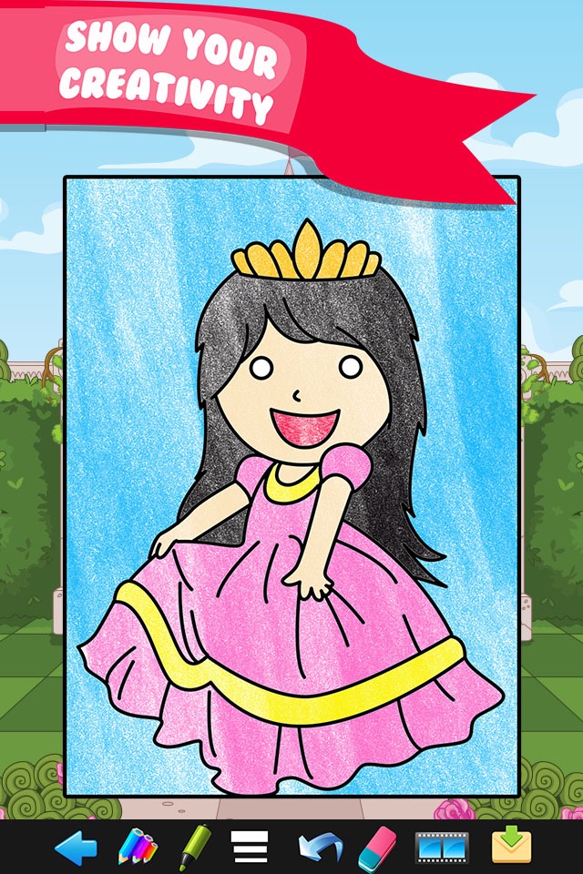 Princess Coloring Book Drawing Doodle - Draw Game for Toddler Preschool Kids! screenshot 2