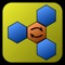 Color the blue hexagons red in this simple puzzle game, using the special rotation hexagons to move them around