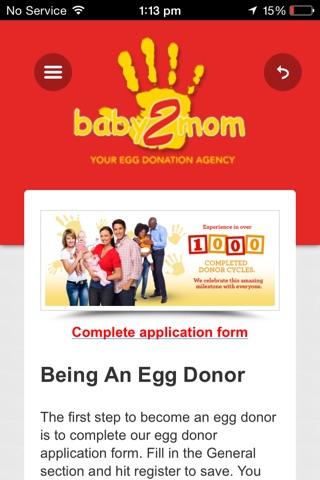 baby2mom Egg Donation app screenshot 2