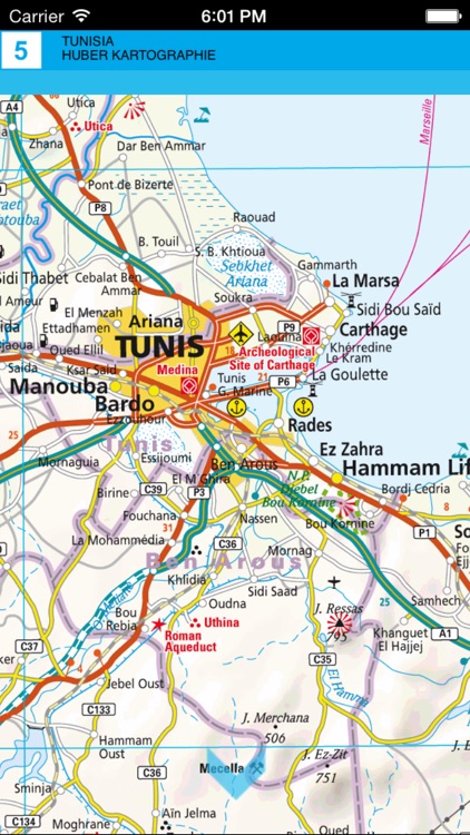 Tunisia. Road and tourist map