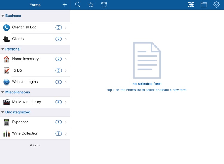 Tap Forms HD Organizer and Secure Database