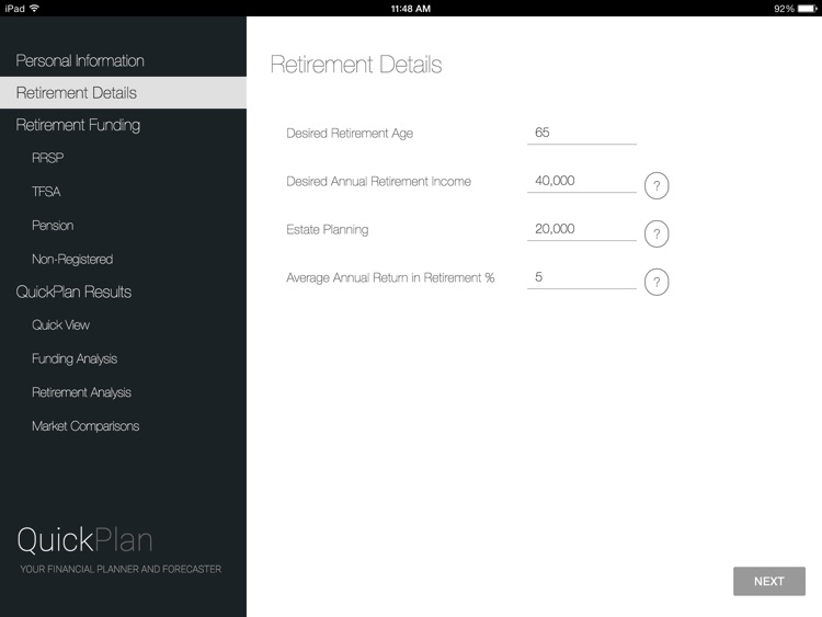 QuickPlan - Retirement Planning Calculator, Financial Forecasting and Retirement Readiness Planner