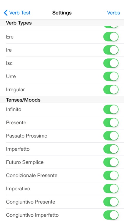 Italian Verb Test Lite