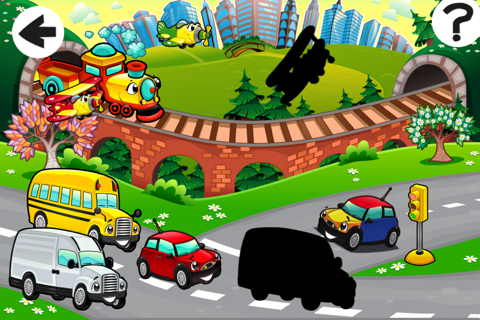 Animated Kids Game: Shadow Puzzle with Funny Cars and Planes in the City screenshot 4