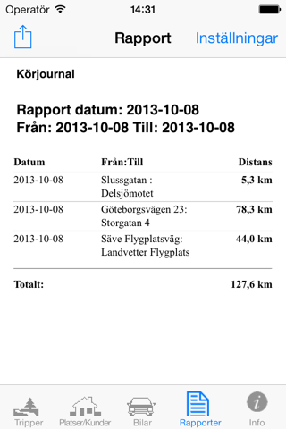 Travelreporter GPS milage log screenshot 4