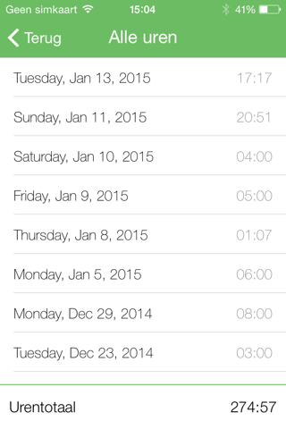 Urenregistratie screenshot 3
