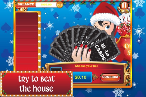 0X0X Christmas Hi Lo : Omaha Guess the Higher or Lower Card FREE Poker Game screenshot 4