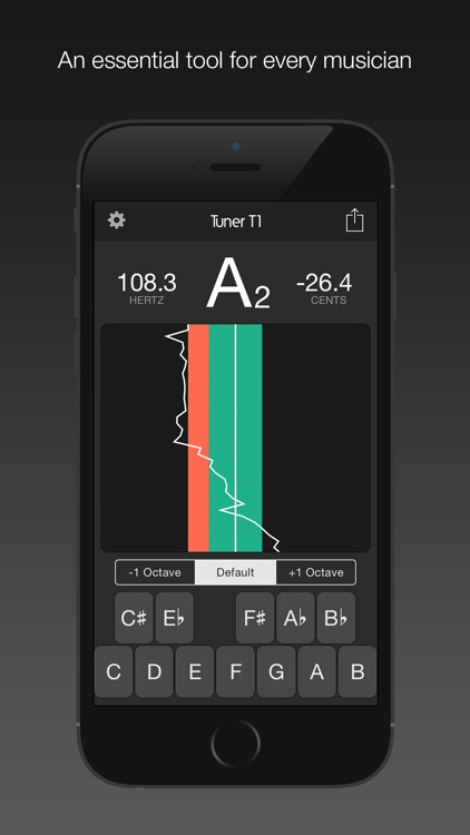Tuner T1 – Tune any musical instrument (guitar, ukulele, violin, viola, bass, cello and more).