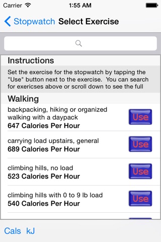 Exercise Calorie Stopwatch - Calculator/Timer for the Calories Burned With Exercise screenshot 2