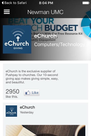 Newman United Methodist Church screenshot 2