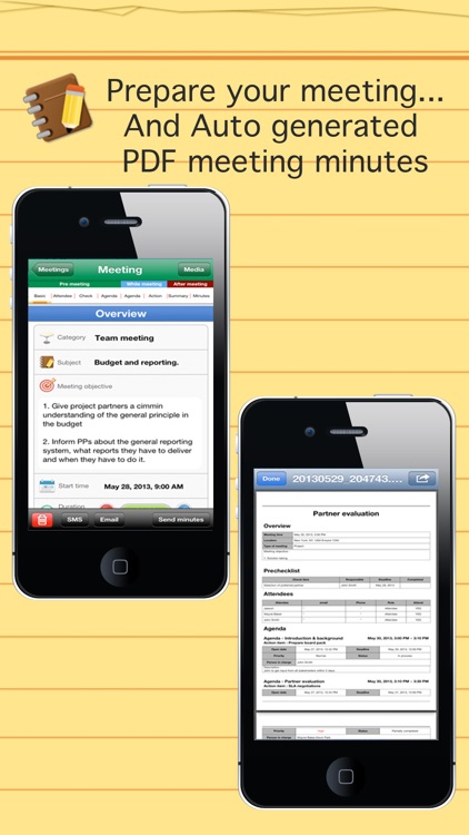 Smart meeting minutes multi sync - Schedule & action item check list