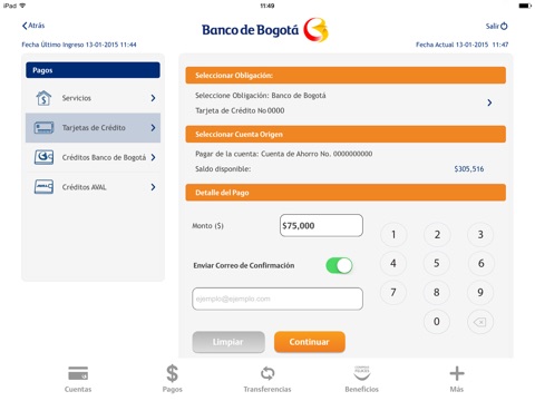 Banco de Bogotá para iPad screenshot 3