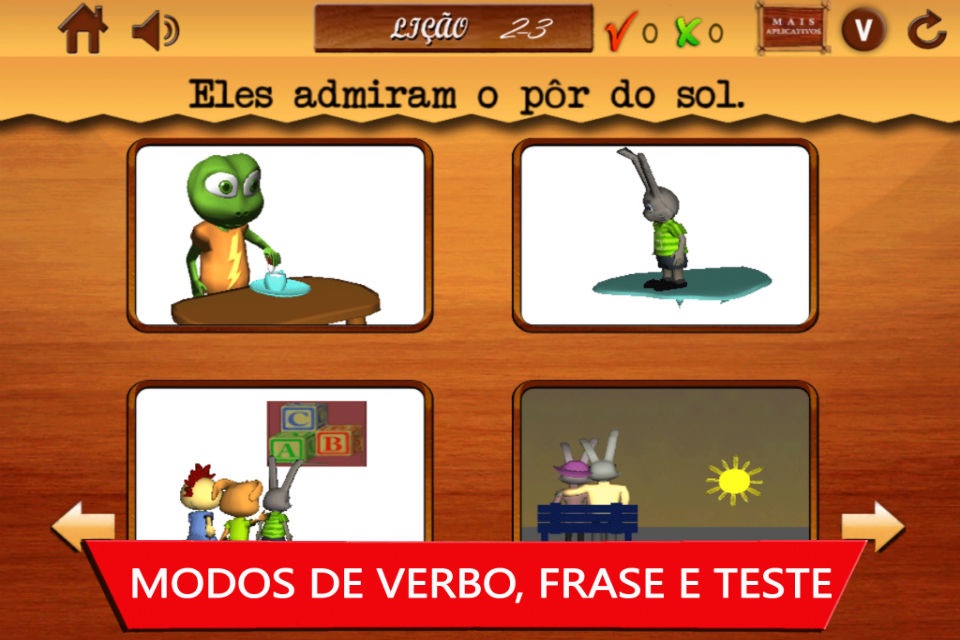 Verbos português para as crianças- Parte 2-Linguagem animada: Free Portuguese language learning app for kids to learn animated verbs & play screenshot 2
