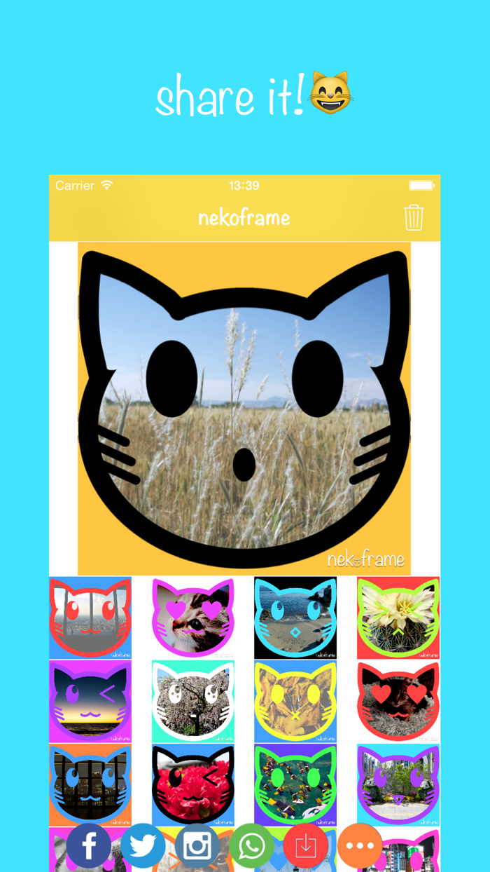 nekoframe - share cute framed pics to instagram and facebook