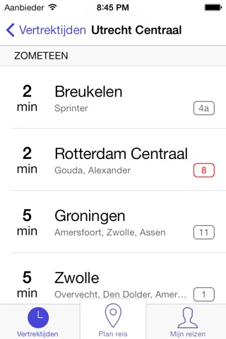 RailPlanner - vertrektijden & reisplanner trein screenshot 2