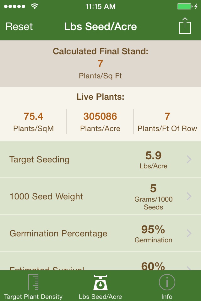 Pioneer Canola Seed Rate Calculator screenshot 2