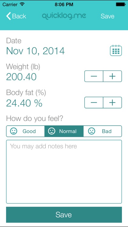 Weight Tracker QuickLog.me screenshot-3