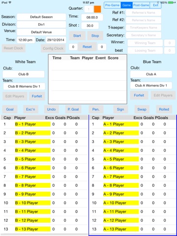 Waterpolo Electronic Scoresheet screenshot 2