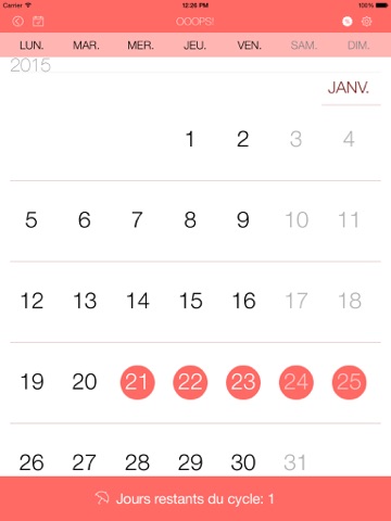 Screenshot #5 pour Ooops! calendrier pour femmes – calculez votre cycle et votre ovulation mensuels, calculez votre cycle menstruel, calculateur de cycle menstruel