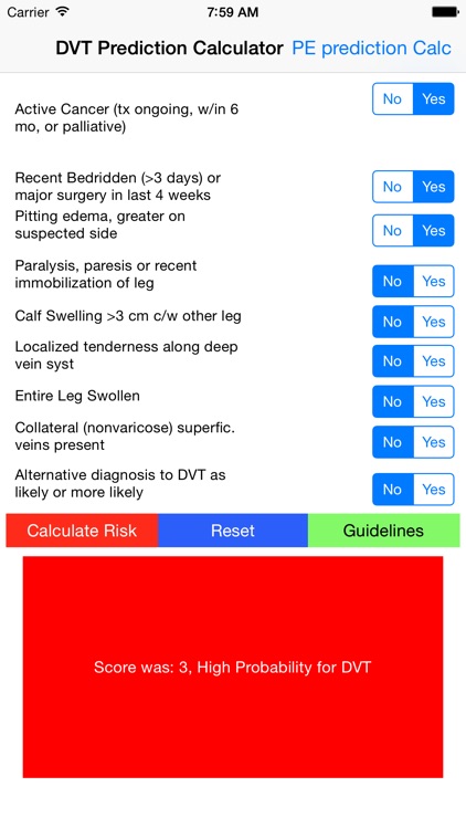 DVT Risk Calculator