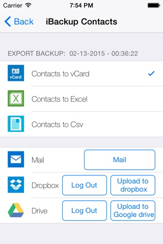 iBackup Contacts screenshot 2