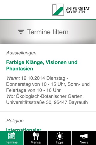 Uni Bayreuth Campus App screenshot 2