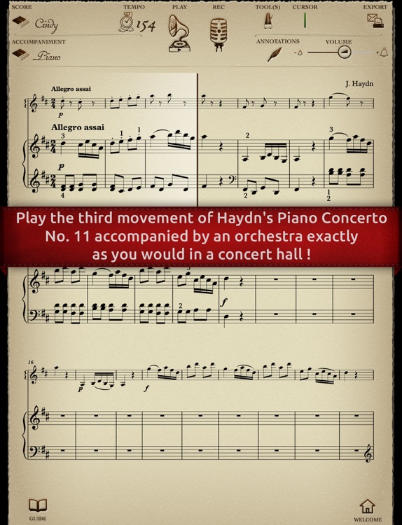 Play Haydn – Piano Concerto No. 11 – 3rd movement Rondo all’Ungarese (interactive sheet music)