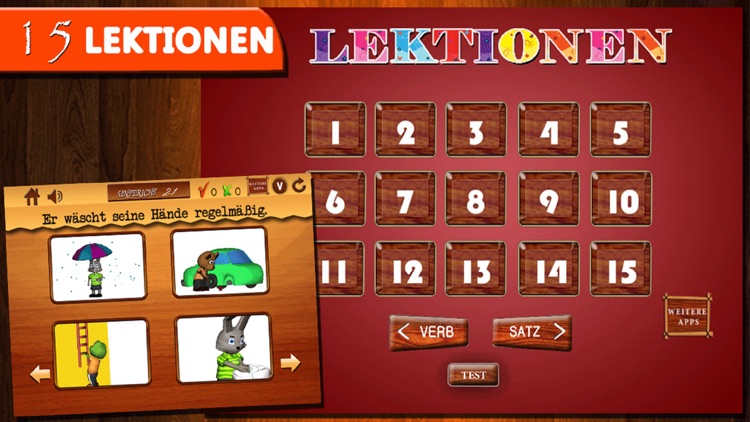 Verben für Kinder- Teil 1-Animierte Deutsch Sprach-Lern-Lektionen & Spiele: KIds learn German verbs easily Free screenshot-3