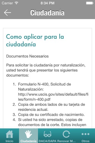 GoCitizen Aplicación Móvil para la Ciudadanía, Residencia, DACA, DAPA, y Inmigración General screenshot 2