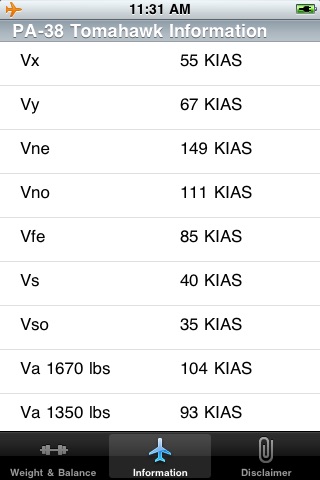 PA-38 Tomahawk Weight and Balance Calculator screenshot 4