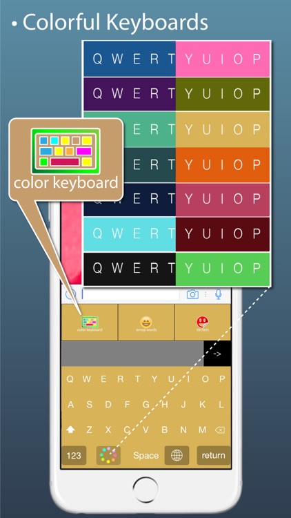 Keyboard+ iOS8 -Color Stickers Keyboards, Emoji Words Maker