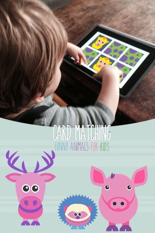 Card Matching - Funny animals for kids screenshot 2