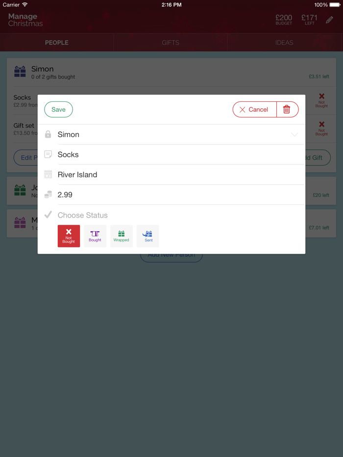 Manage Christmas - Christmas Gift List Manager