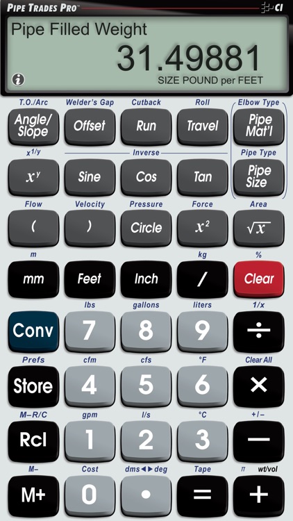 Pipe Trades Pro -- Advanced Feet Inch Fraction and Metric Pipe Trades Math Calculator