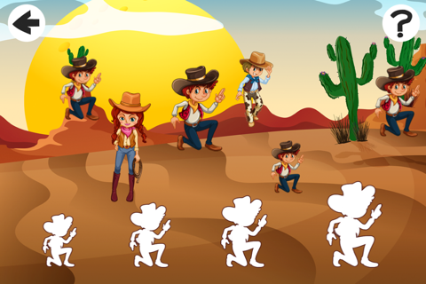 Cowboys & Indian-s Kids-Games: Colour-ing Book & Shadow Baby Puzzle for Children age 2 to 5 screenshot 2