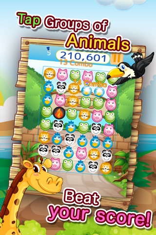 Samegame Zoo - Cute animal action puzzler! screenshot 2