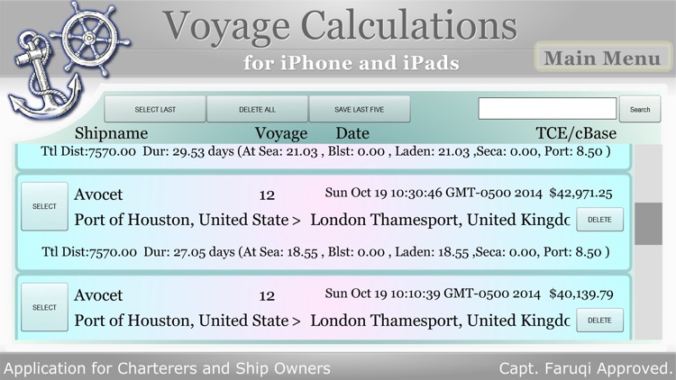 Voyage Estimation and Calculation