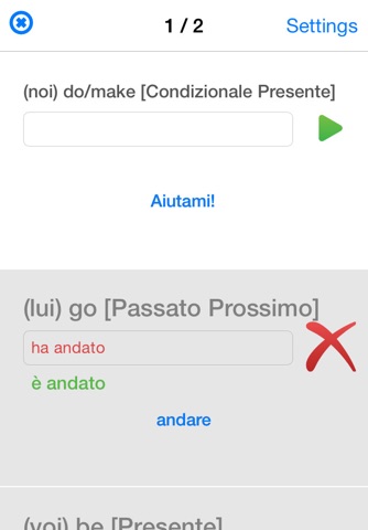Italian Verb Test Lite screenshot 2
