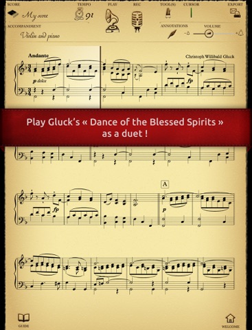Play Gluck – Orphée et Eurydice « Danse des Esprits bienheureux » (partition interactive) screenshot 3