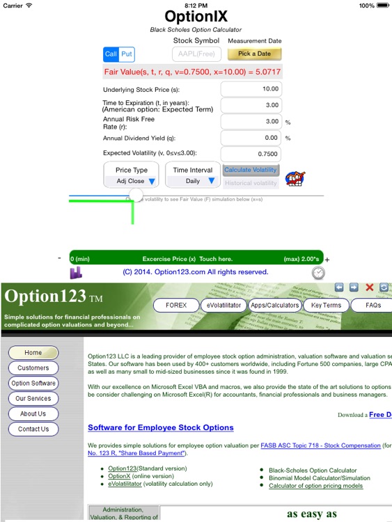 Black Scholes Option Calculator