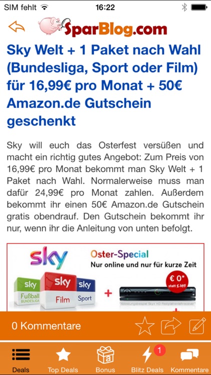 SparBlog.com Schnäppchen App