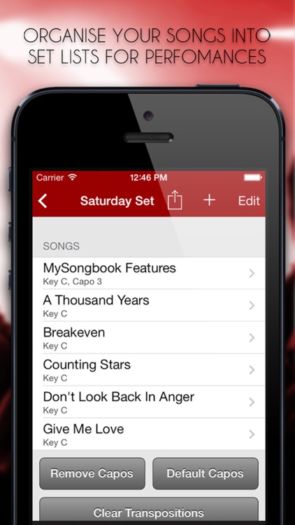 MySongbook - Chord chart binder for performing live gigs on stage and practicing songs on guitar