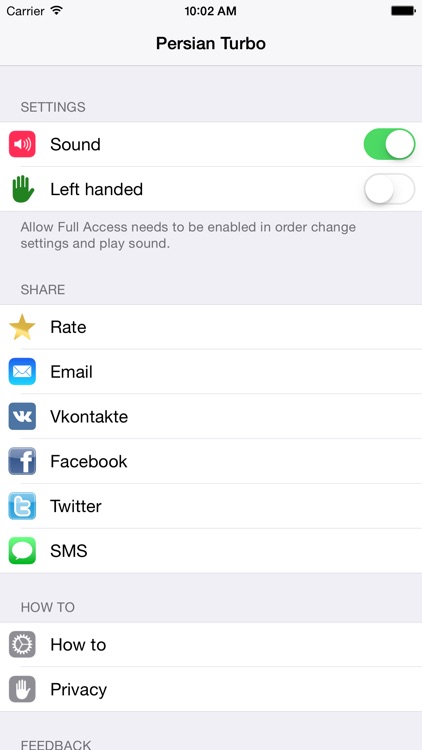 Persian keyboard for iOS Turbo