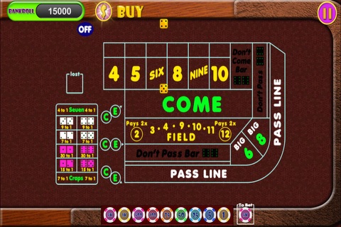 Best Las Vegas Craps Casino Roll Dice Throw Bets and Win Big Coin & Buck Master Shooter 5 screenshot 3