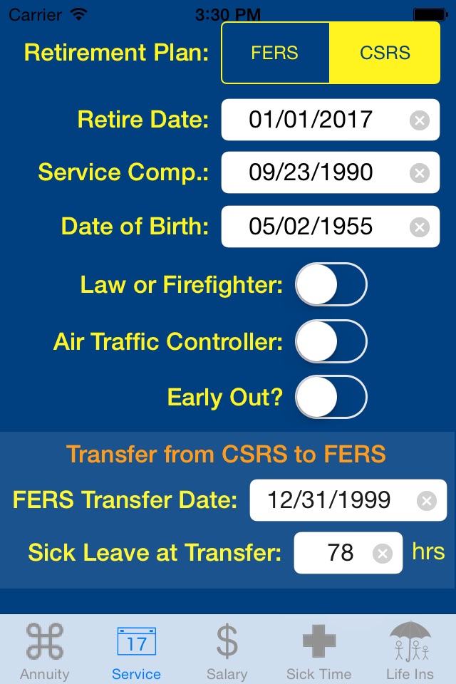 FedCalc FERS and CSRS Annuity Calculator screenshot 2