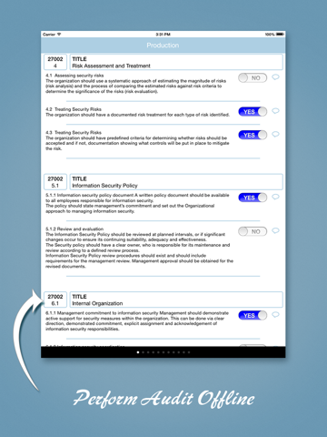 ISO 27002 audit app - náhled
