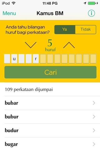 Kamus Serbaguna (Melayu-English-Melayu) termasuk carian ala Silang Kata Bahasa Melayu (BM) screenshot 2