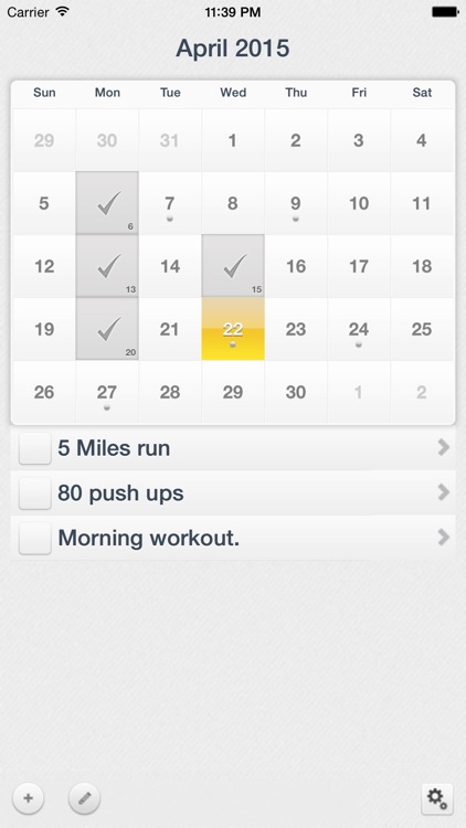 Workout Calendar - Motivation and Health