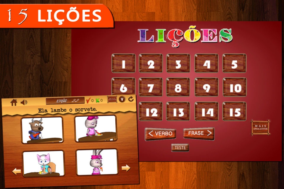 Verbos português para as crianças- Parte 2-Linguagem animada: Free Portuguese language learning app for kids to learn animated verbs & play screenshot 4