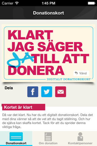 Digitalt Donationskort screenshot 2